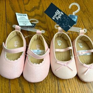 NWT Twins bundle lot of 2 baby BGosh soft sole Mary Jane crib shoes pink glitter